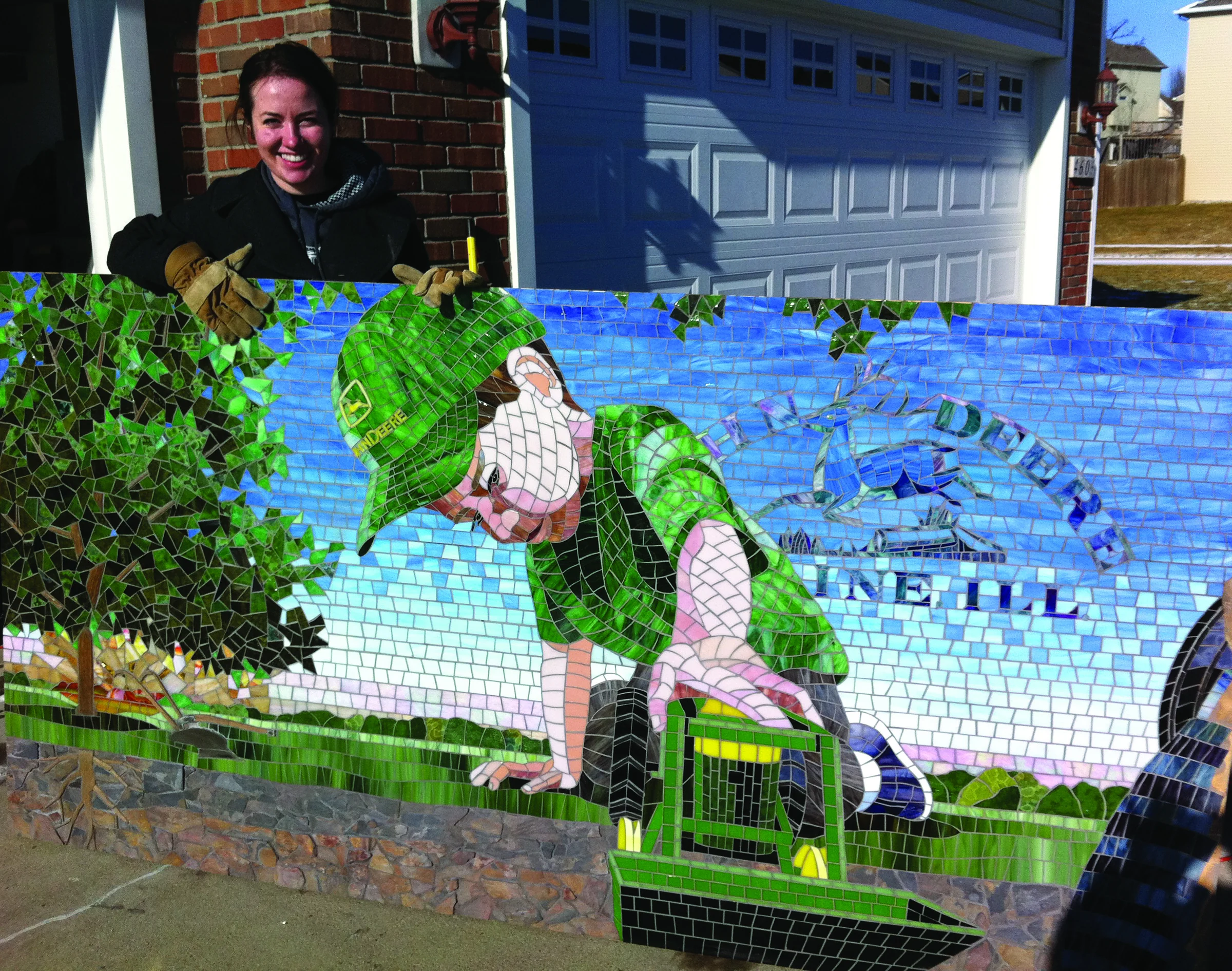 Detail of a commissioned mosaic by Clint Hansen for John Deere Financial